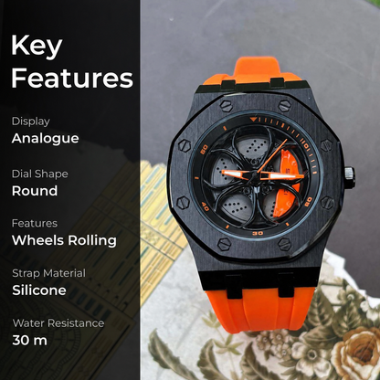 Spinning Wheel Skeleton Dial Luxury Analog Watch