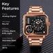 Analog-Digital Watch for Men with Rose Gold Stainless Steel Strap and Round Dial for Casual & Formal Wear