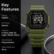 Digital Watch for Men with Army Green Silicone Strap and Round Dial for Casual & Formal Wear