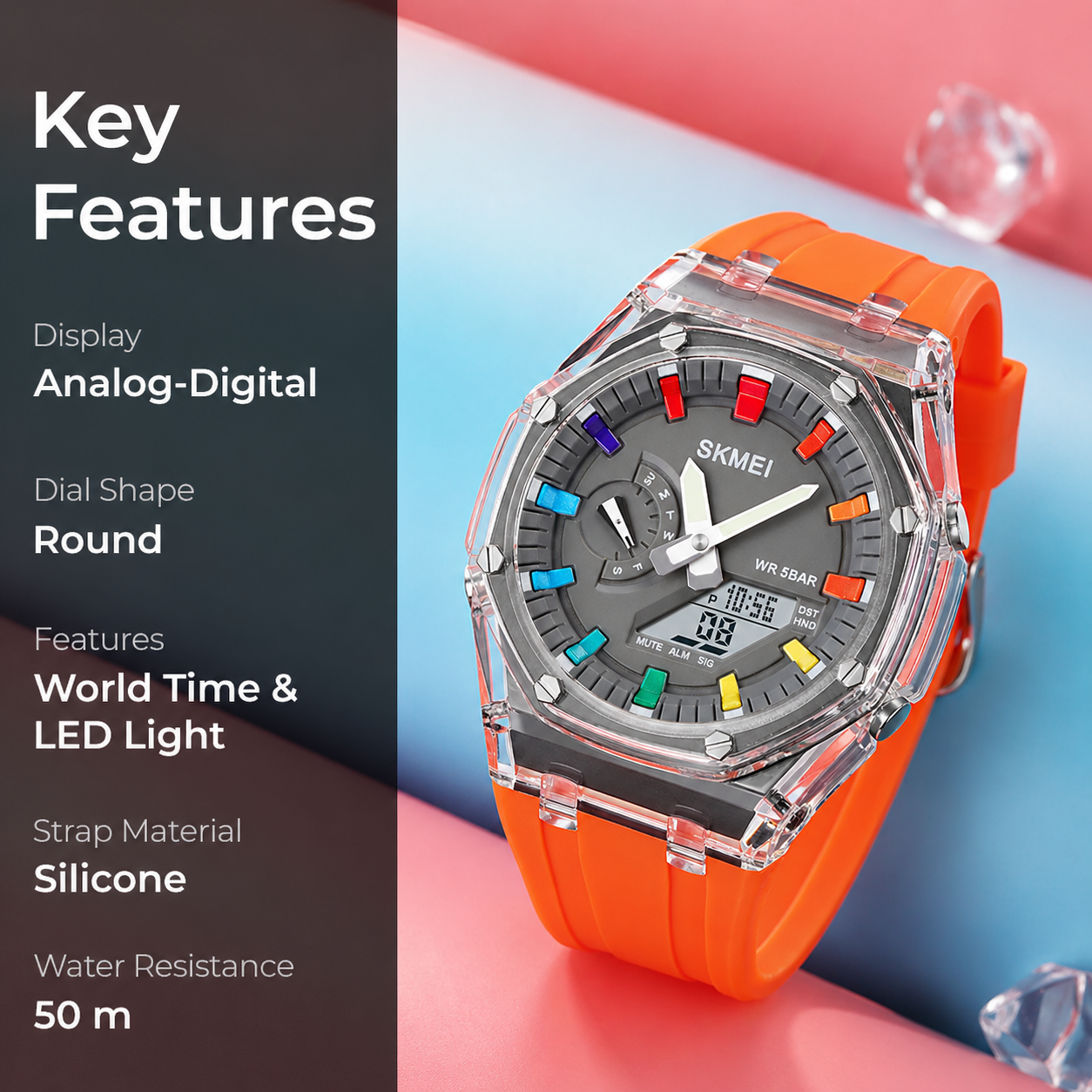 Analog Digital Watch Multi Function Sports Watch with LED Display, Alarm, Stopwatch & Durable Strap
