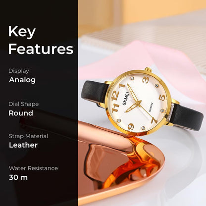 Elegant Analog Quartz Timepiece for women with Crystal Accents and Textured Strap