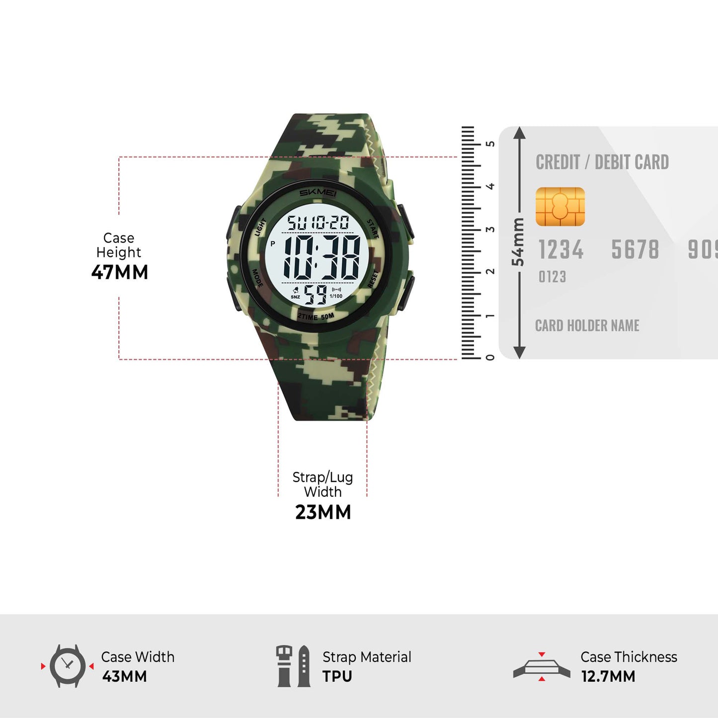 Skmei Digital Dial TPU Strap Watch for Kids - 2286