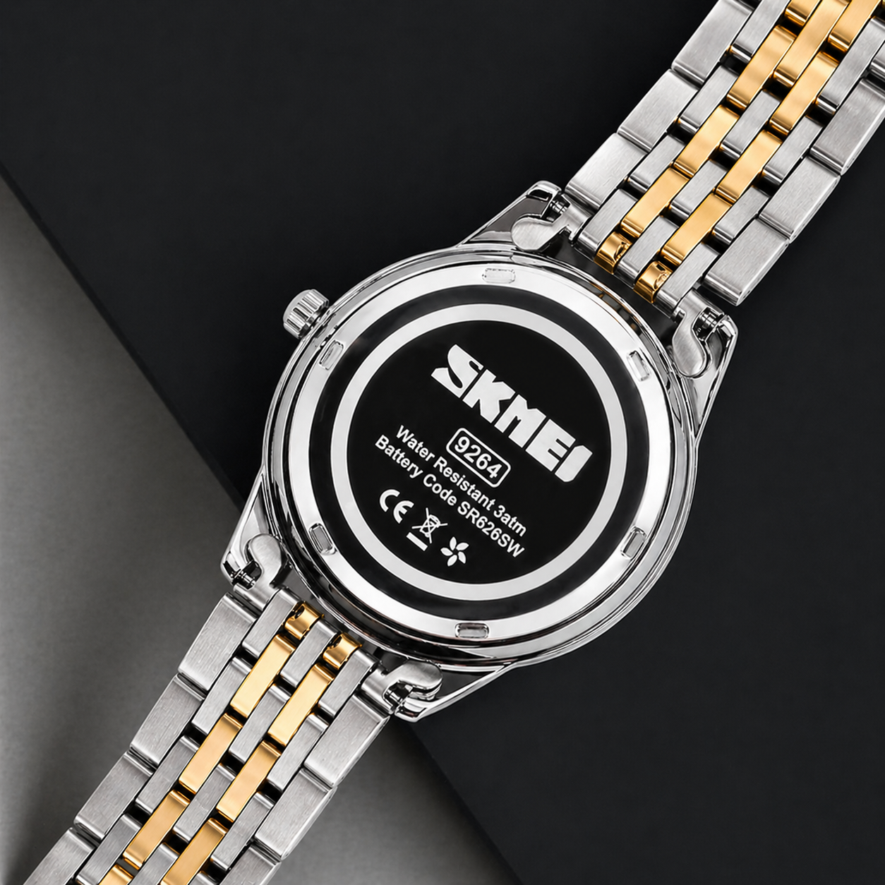 Minimalist Stainless Steel Watch with Date Week Display Simple dial Push-Button Clasp