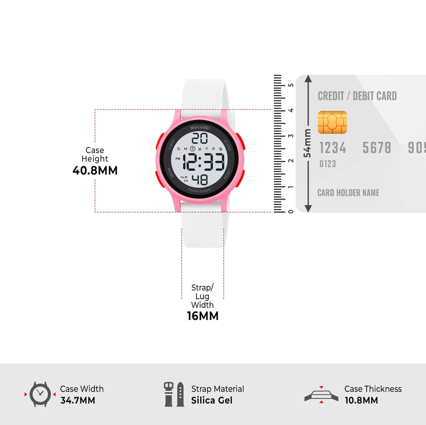 Skmei Digital Dial Silica Gel Strap Watch for Kids - 2427
