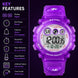 Digital Watch for Kids with Purple Polyurethane Strap and Round Dial for Casual & Formal Wear