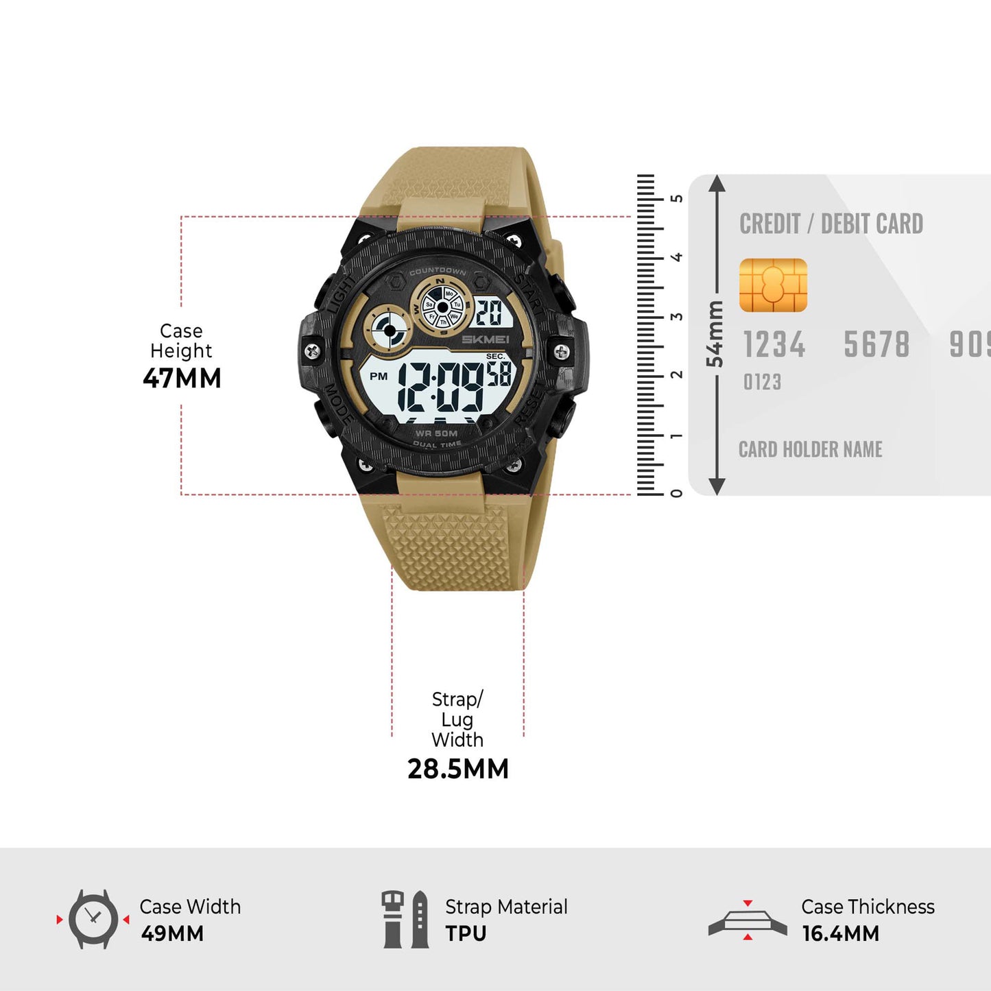 Skmei Digital Dial TPU Strap Watch for Men - 2337