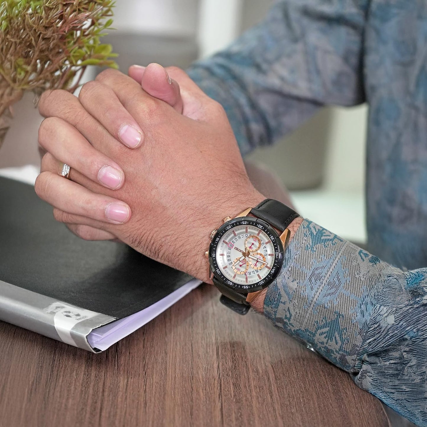 Luxury Analog Watch for Men with Designer Dial and Premium Leather Strap