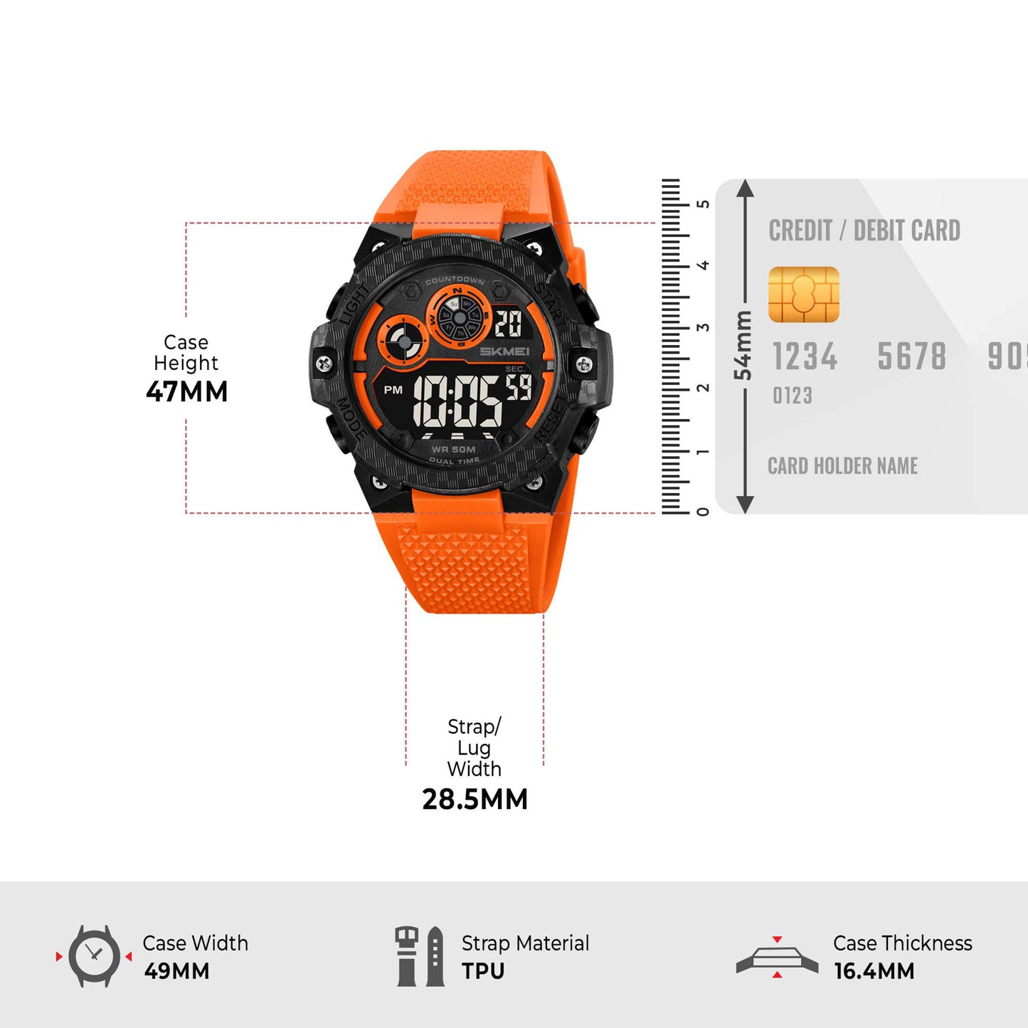 Skmei Digital Dial TPU Strap Watch for Men - 2337