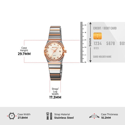 Skmei Analog Black Dial Zinc Alloy Case Stainless Steel Strap Watch for Women - 2342