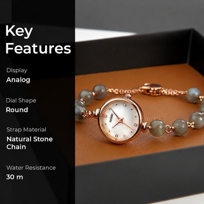 Elegant Pearl Chain Analog Watch for Women with Premium Rose Gold Finish and Adjustable Bracelet Design