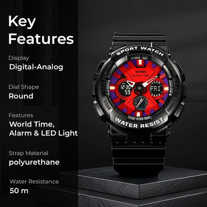 Premium Tactical Chronograph Rugged Analog & Digital Sports Watch