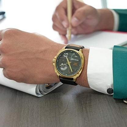 Premium Skeleton Dial Analog Wrist Watch with Leather Strap for men