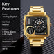 Analog-Digital Watch for Men with Gold Stainless Steel Strap and Round Dial for Casual & Formal Wear