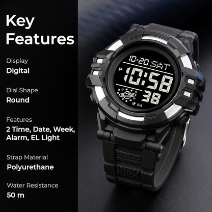 Rugged Digital Sports Watch for Men with Outdoor Style and Multi Function Display