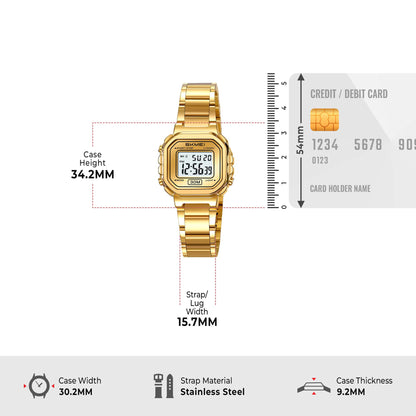 Skmei Digital Dial Stainless Steel Strap Watch for Women - 2387