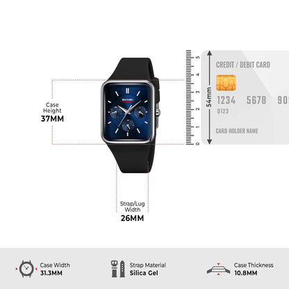 Skmei Analog Rectangle Black Dial ABS Case Silica Strap Watch for Women - 2323