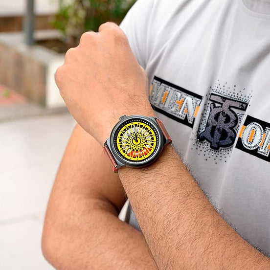 Rolling Watch for Men with Brown Leather Strap and Round Dial for Casual & Formal Wear