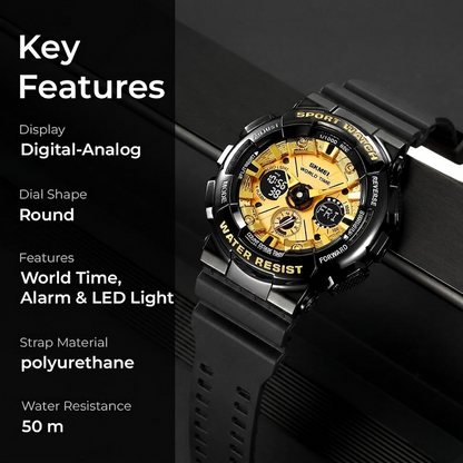 Premium Tactical Chronograph Rugged Analog & Digital Sports Watch