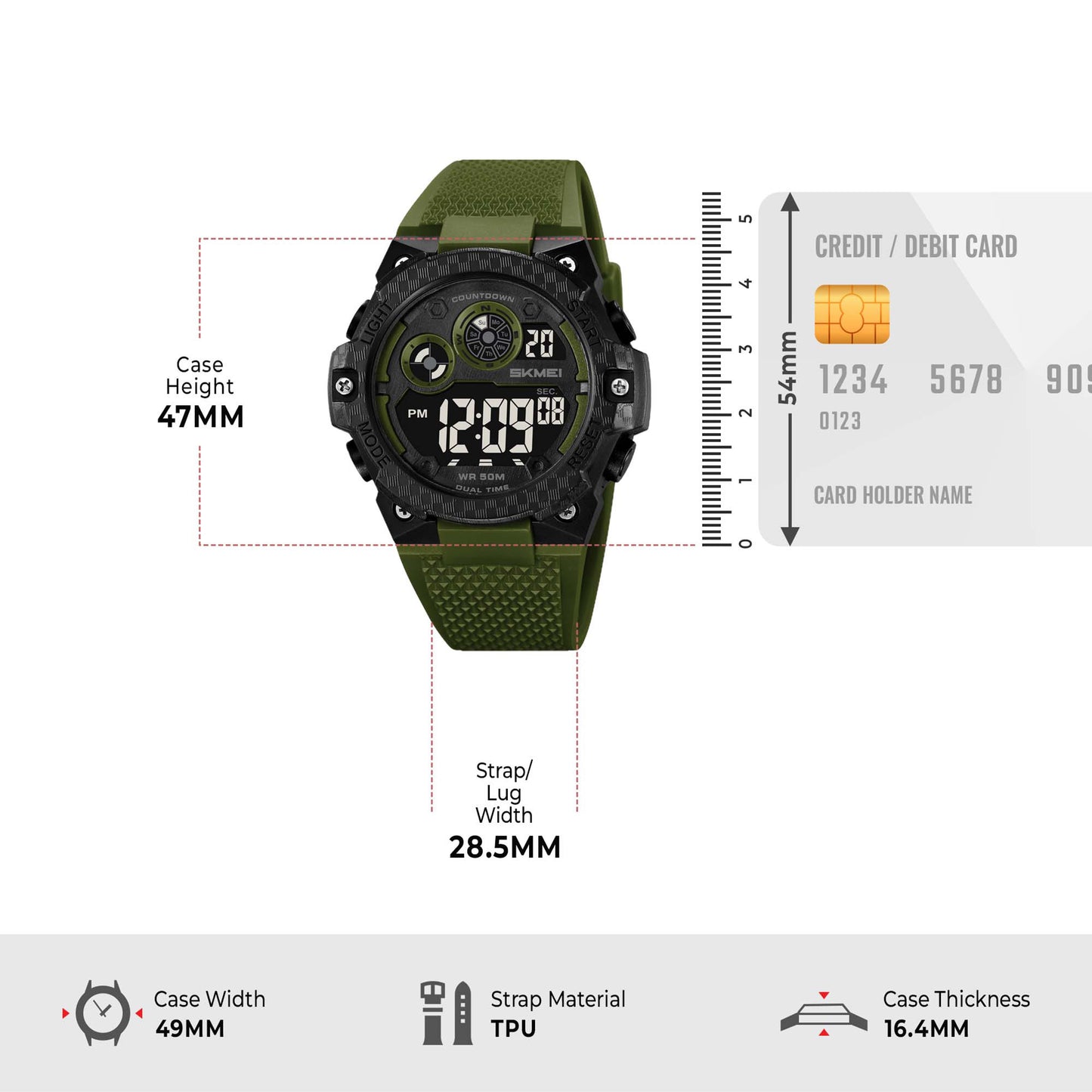 Skmei Digital Dial TPU Strap Watch for Men - 2337