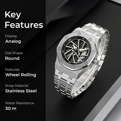 Spinning Wheel Skeleton Dial Luxury Analog Watch