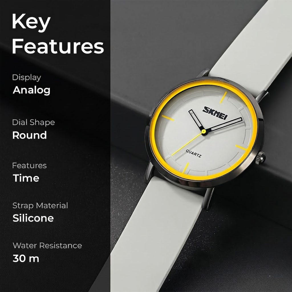 Minimalist Analog Quartz Wristwatch with Soft Silicone Strap and Contrast Dial