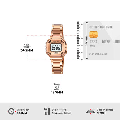 Skmei Digital Dial Stainless Steel Strap Watch for Women - 2387