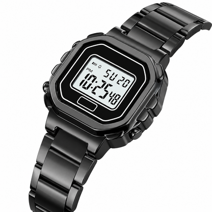 Digital Display Metal Strap Wrist Watch for women