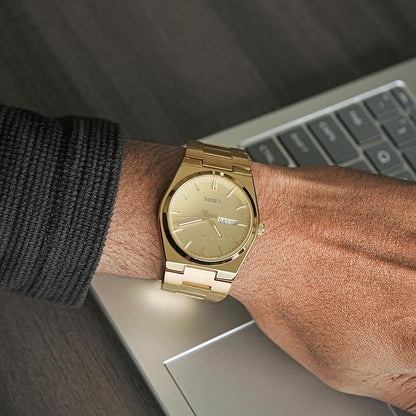 Men's Analog Quartz Stainless Steel Watch All-in-one Fashion, Water Resistant, Supply Calendar Week