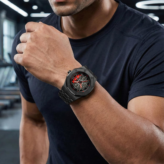 Rolling Watch for Men with Black Stainless Steel Strap and Round Dial for Casual & Formal Wear