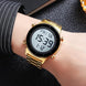 Digital Watch for Men with Gold Metal Strap and Round Dial for Casual & Formal Wear