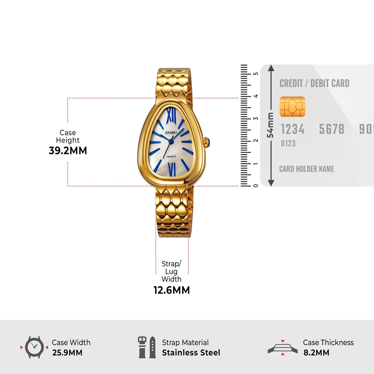 Skmei Quartz Analog Dial Stainless Steel Strap Watch for Women - 2332