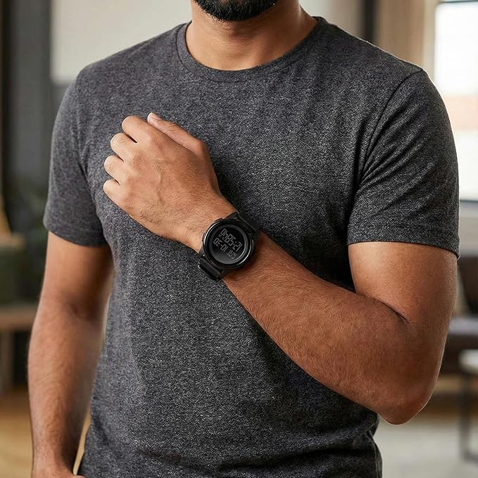 Premium Digital Watch for Men with Round Dial LED Display Date Week Feature and Comfortable Strap