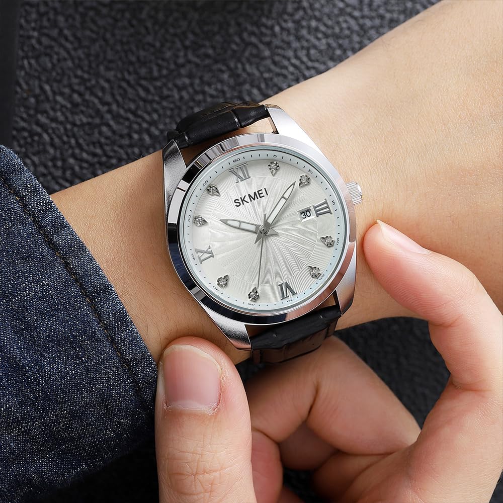 Premium Men's Analog Dress Watch Textured Dial & Embossed Leather Strap