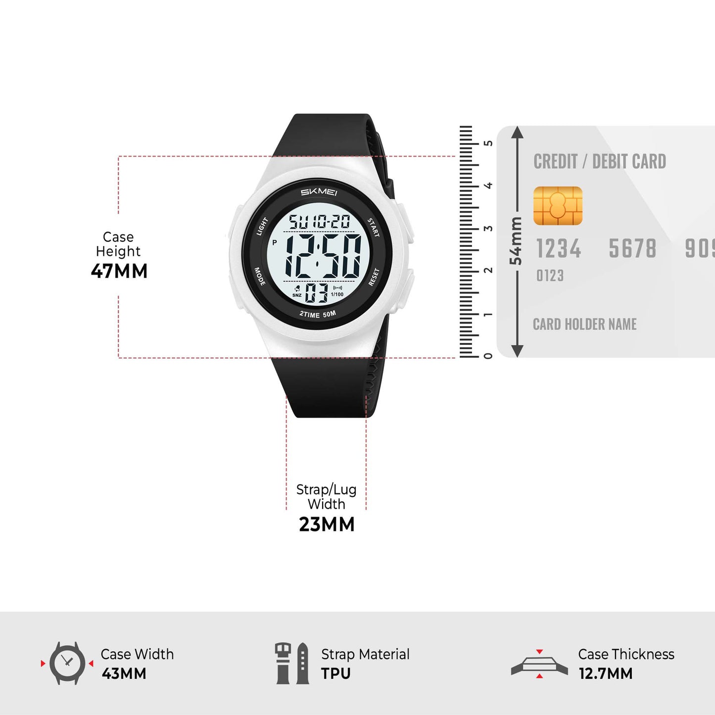 Skmei Digital Dial TPU Strap Watch for Kids - 2286