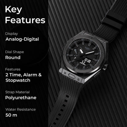 Men's Analog-Digital Sports Watch with Silicone Strap