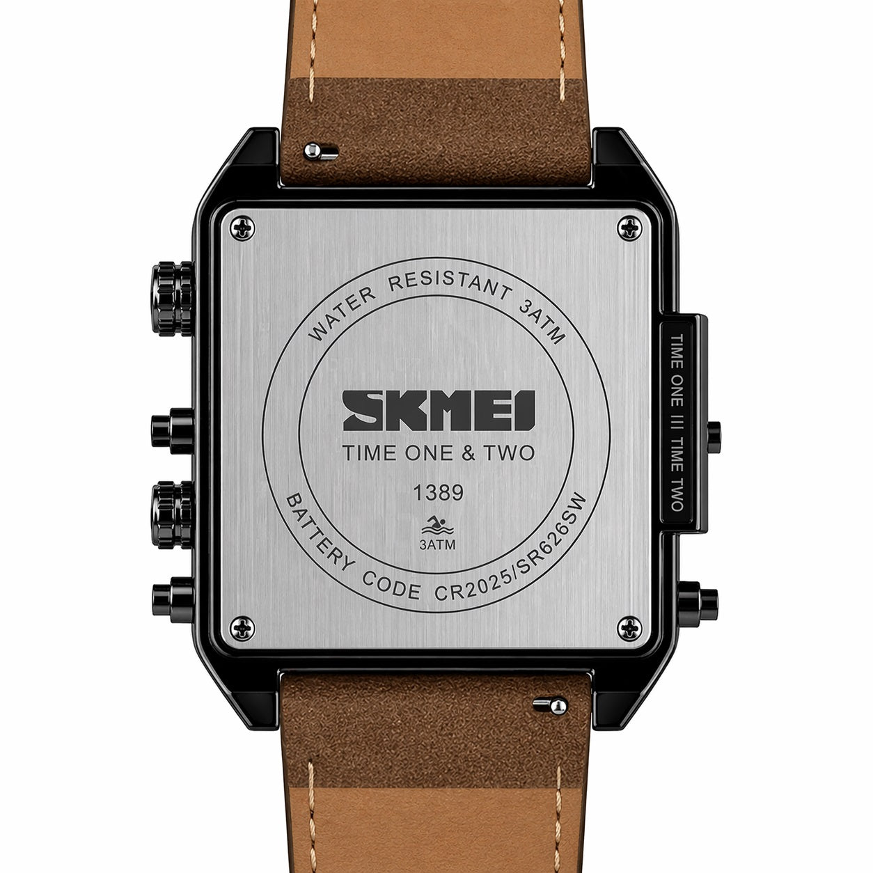 Multi Display Analog Digital Wrist Watch with Leather Strap For Men