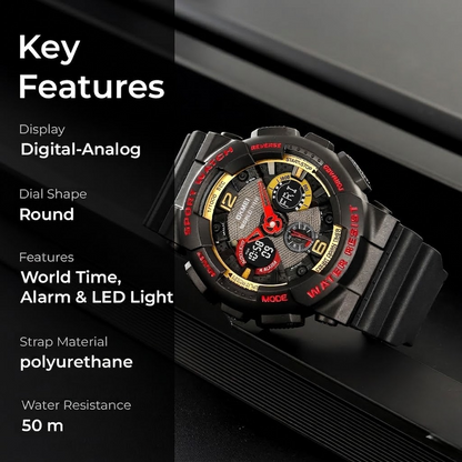 Premium Tactical Chronograph Rugged Analog & Digital Sports Watch