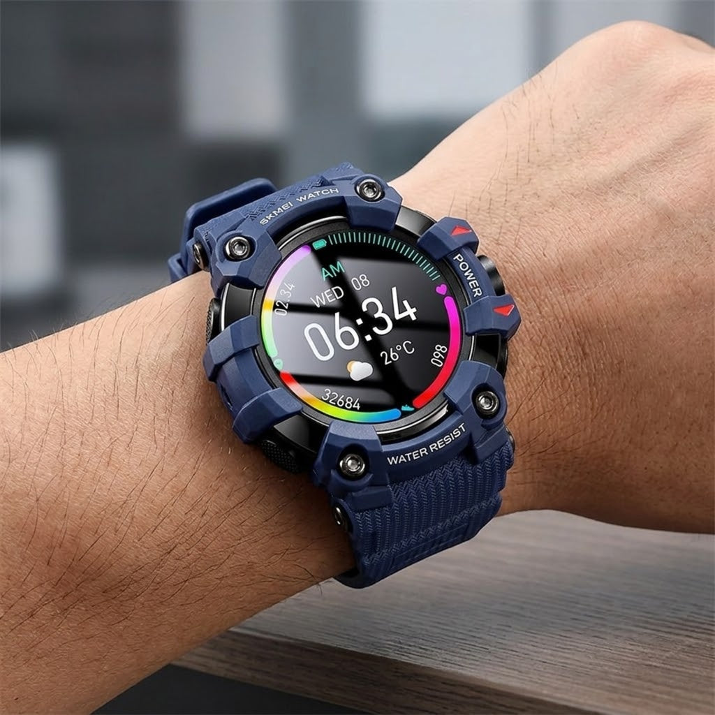 Military Smartwatch - Blue Bluetooth Call & Health Tracker