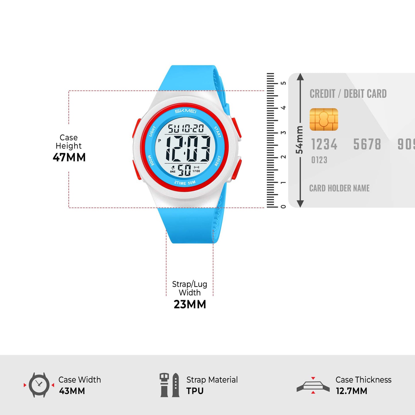 Skmei Digital Dial TPU Strap Watch for Kids - 2286