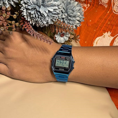 Vintage Digital Wrist Watch with Metal Strap For Women