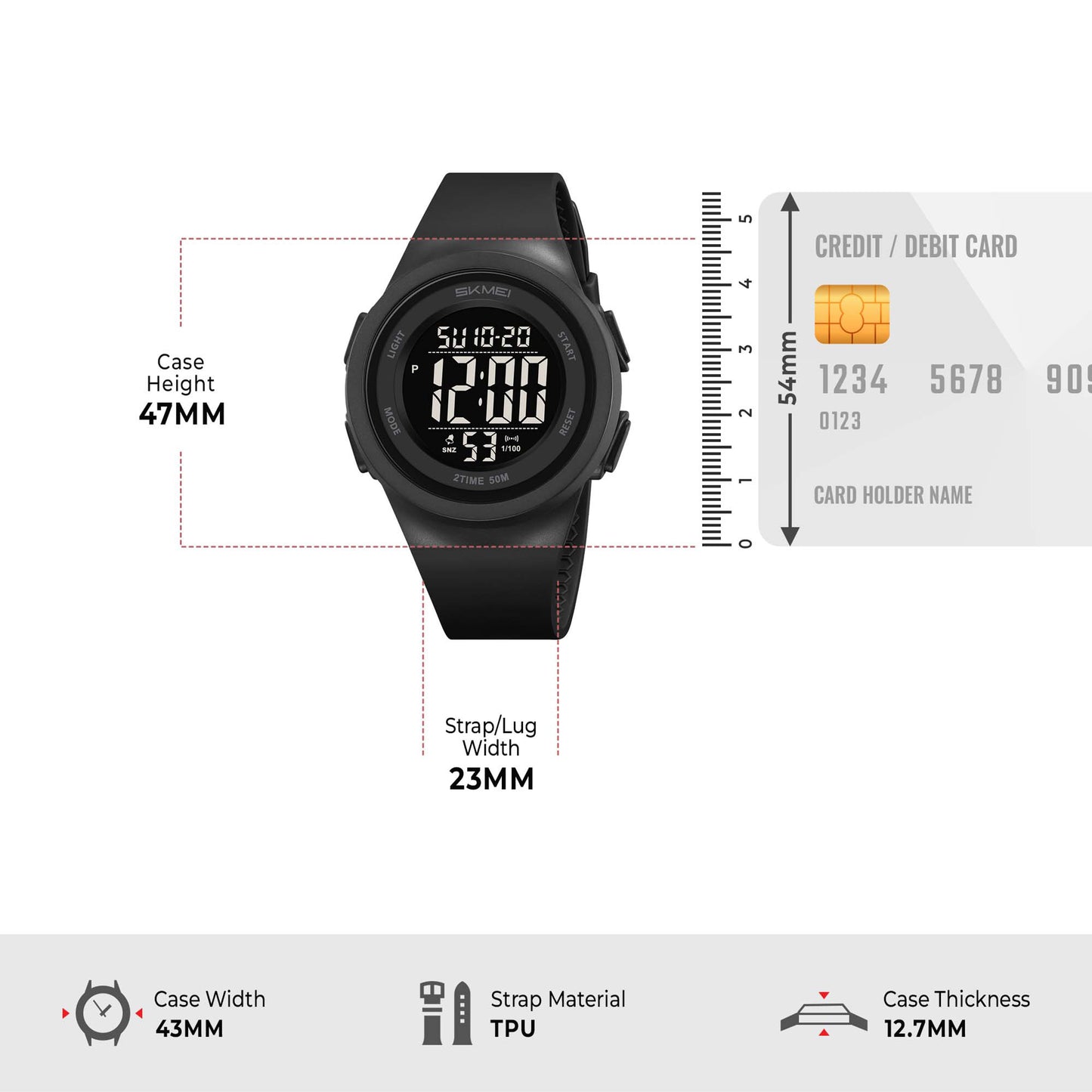 Skmei Digital Dial TPU Strap Watch for Kids - 2286