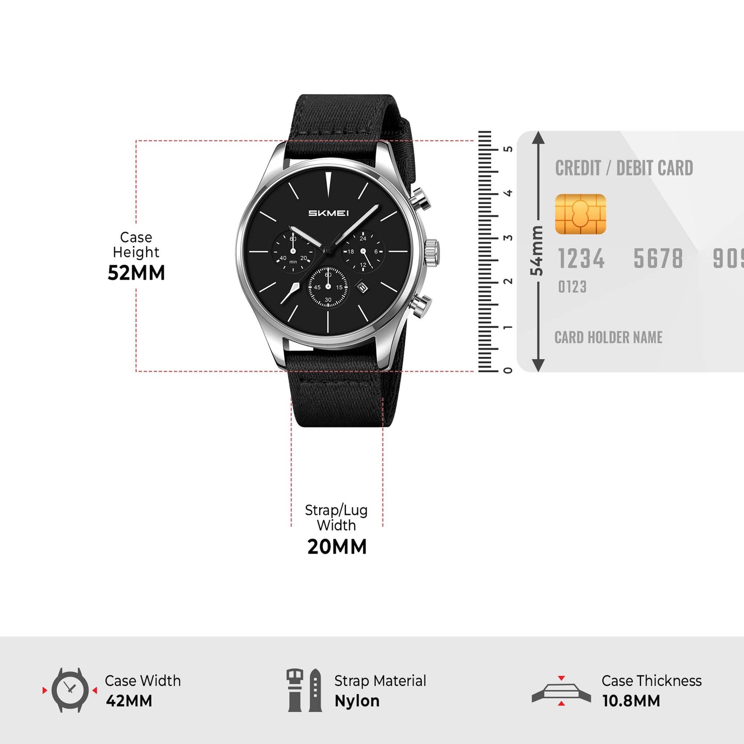 Skmei Quartz Analog Black Dial Zinc Alloy Case Nylon Strap Watch for Men - 2367