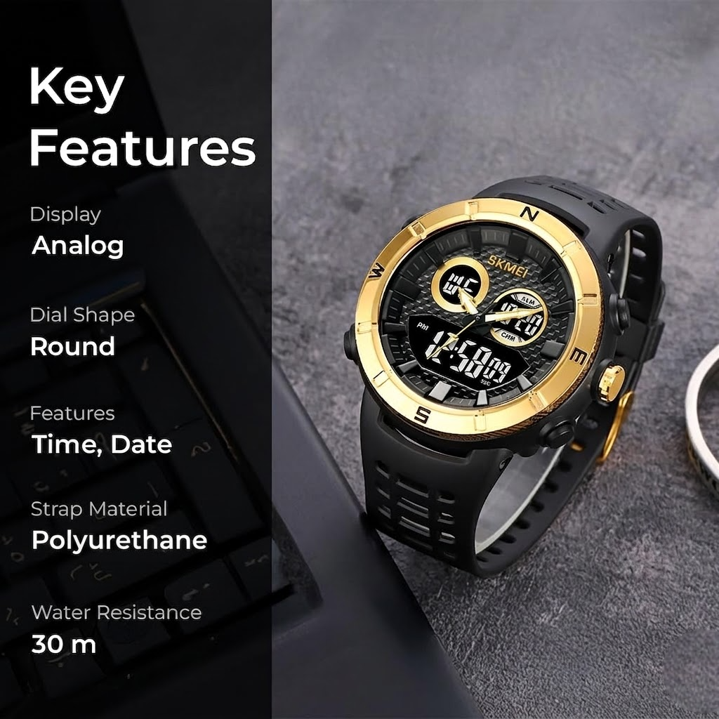 Premium Rugged Sports Watch Dual Display Tactical Wristwatch