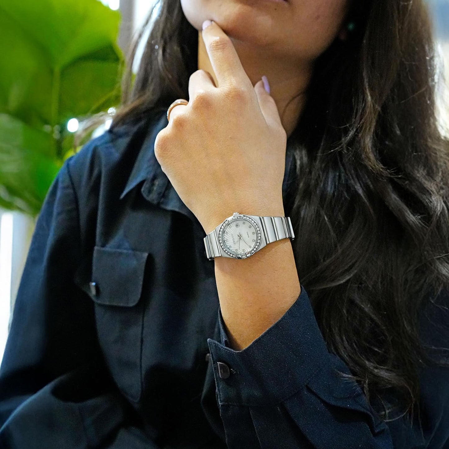 Elegant Crystal Accent Analog Watch for Women