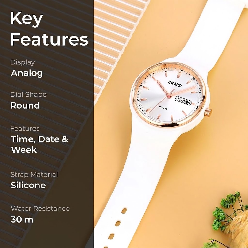Premium Minimalist Quartz Timepiece for Women with Integrated Strap and Calendar Window