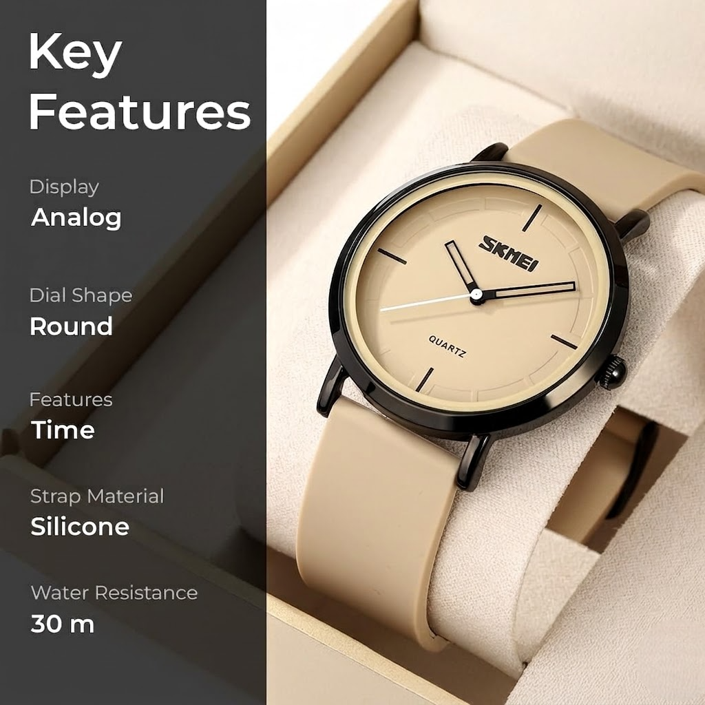 Minimalist Analog Quartz Wristwatch with Soft Silicone Strap and Contrast Dial