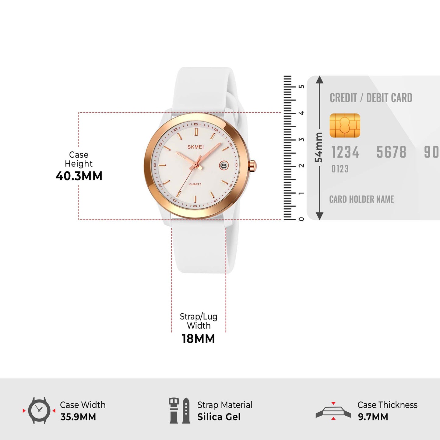 Skmei Quartz Analog Dial Silica Gel Strap Watch for Women - 2319