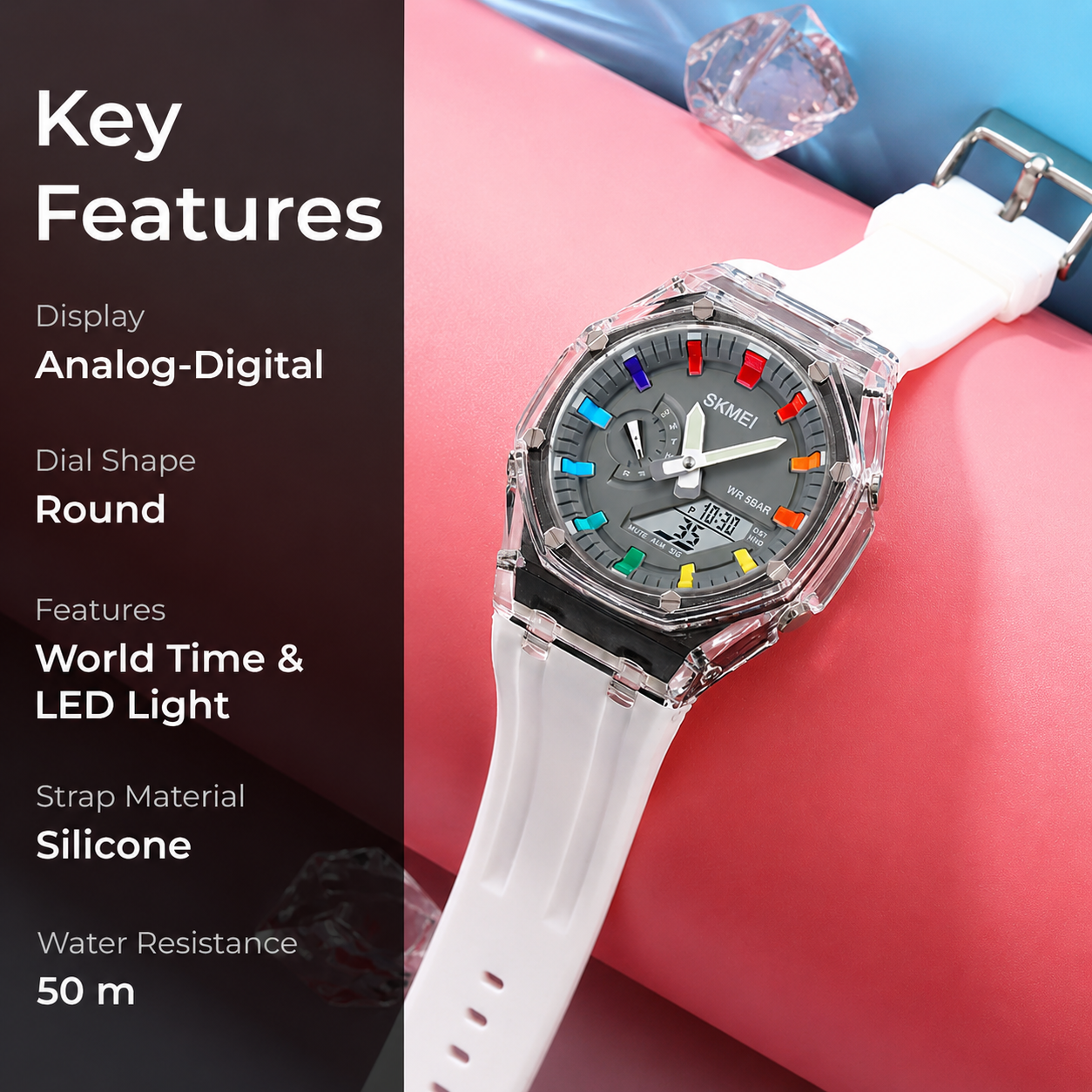 Analog Digital Watch Multi Function Sports Watch with LED Display, Alarm, Stopwatch & Durable Strap