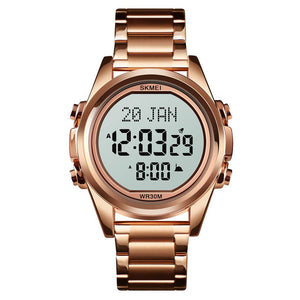 Digital Display White Dial Zinc Alloy Men's Stainless Steel Black Color Stylish Watch