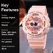 Analog-Digital Watch for Men with Pink Silicone Strap and Round Dial for Casual & Formal Wear